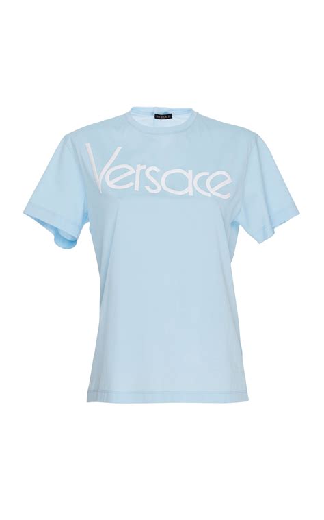 versace t shirt light blue|versace t shirt price.